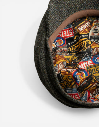 Hatteras Keps Harris Tweed Fiskben Olivgrön