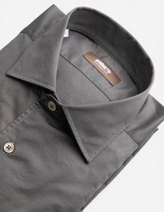 Casual Fit Skjorta Helskuren Krage Twill Gråbeige