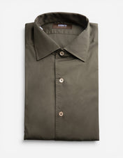 Casual Fit Skjorta Helskuren Krage Twill Grön