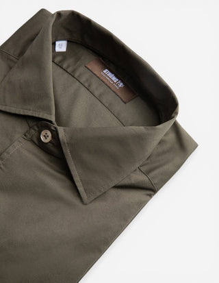 Casual Fit Skjorta Helskuren Krage Twill Grön