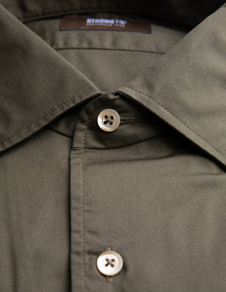 Casual Fit Skjorta Helskuren Krage Twill Grön