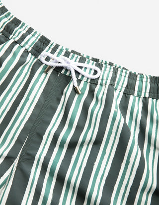 Badshorts Randiga Grön/Vit