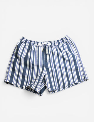 Badshorts Randiga Blå/Vit