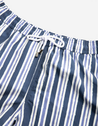 Badshorts Randiga Blå/Vit