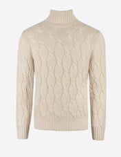 Polotröja Kabelstickad Ull/Cashmere Benvit