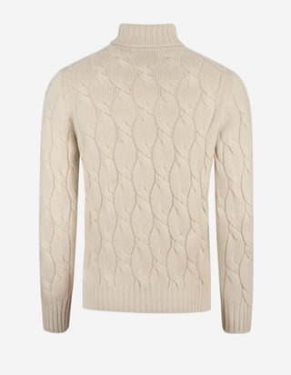 Polotröja Kabelstickad Ull/Cashmere Benvit