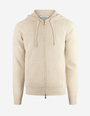 Hoodie Zip-Cardigan Ull Ljusbeige
