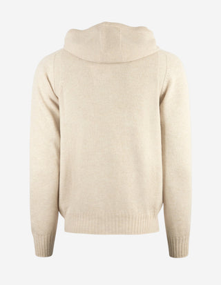 Hoodie Zip-Cardigan Ull Ljusbeige
