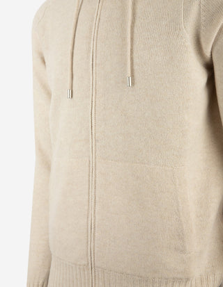 Hoodie Zip-Cardigan Ull Ljusbeige