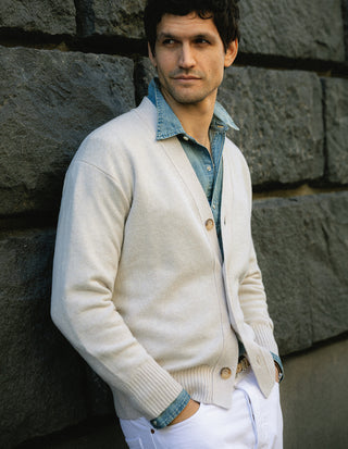 Cardigan Ull Ljusbeige