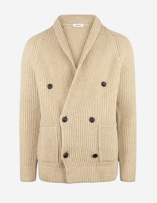 Cardigan Dubbelknäppt Ull Beige