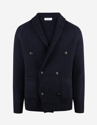 Cardigan Dubbelknäppt Ull Navy