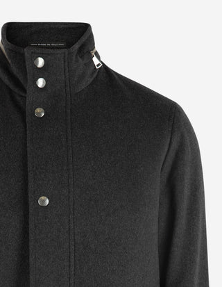 Jacka Lång Ull Cashmere Mörkgrå