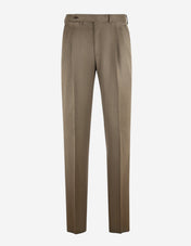 Sartorial Trouser II Dubbelplissering Covert Ull Mörkbeige