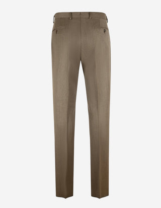 Sartorial Trouser II Dubbelplissering Covert Ull Mörkbeige