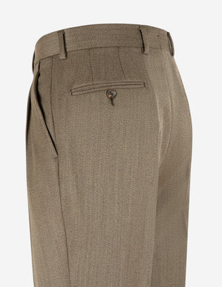 Sartorial Trouser II Dubbelplissering Covert Ull Mörkbeige