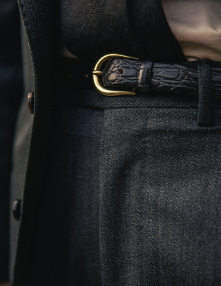 Sartorial Trouser II Dubbelplissering Covert Ull Mörkgrå