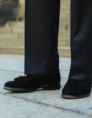 Sartorial Trouser II Dubbelplissering Covert Ull Mörkgrå