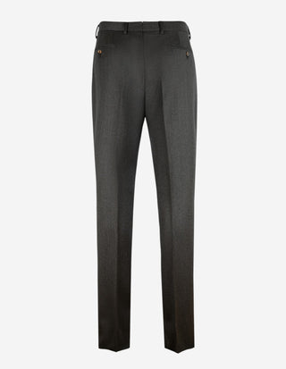 Sartorial Trouser II Dubbelplissering Covert Ull Mörkgrå