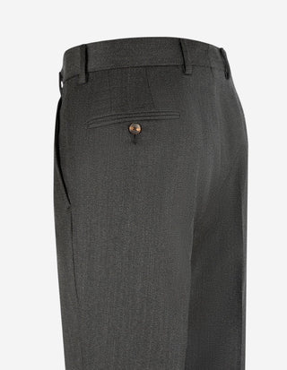 Sartorial Trouser II Dubbelplissering Covert Ull Mörkgrå