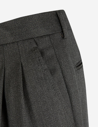 Sartorial Trouser II Dubbelplissering Covert Ull Mörkgrå