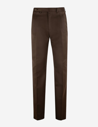 Sartorial Trouser II Dubbelplissering Covert Ull Mörkbrun