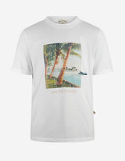 T-shirt Palm Print Vit Mönstrad