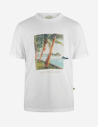 T-shirt Palm Print Vit Mönstrad