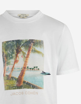 T-shirt Palm Print Vit Mönstrad