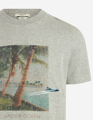 T-shirt Palm Print Grå Mönstrad