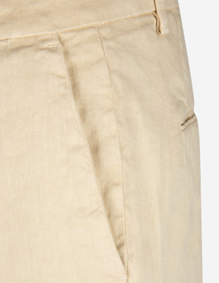 Boston Chinos Relaxed Fit Linne Bomullsstretch Ljusbeige