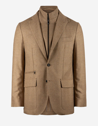 Hybridkavaj Siden Ull Beige
