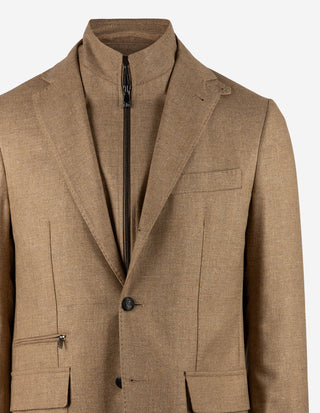 Hybridkavaj Siden Ull Beige