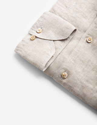 Regular Skjorta Linne Ljusbeige