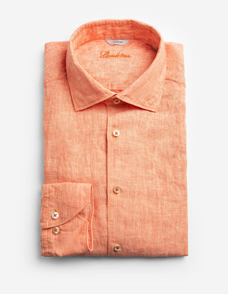 Regular Skjorta Linne Ljus Orange