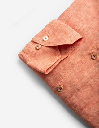 Regular Skjorta Linne Ljus Orange