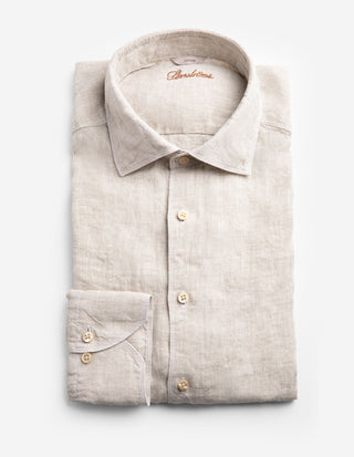 Slimline Skjorta Linne Ljusbeige