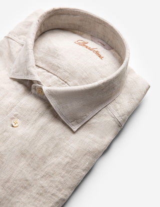 Slimline Skjorta Linne Ljusbeige
