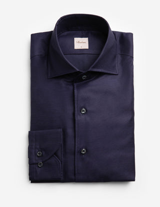 Slimline Skjorta Helskuren Krage Bomull Linne Navy