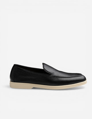 Boat Loafer Sko Präglat Läder Svart