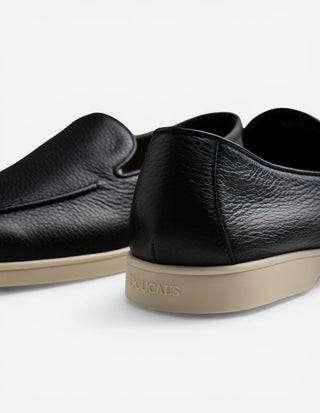 Boat Loafer Sko Präglat Läder Svart