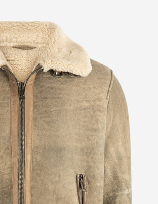 Pilot Shearling Jacka Vintage Grönbeige