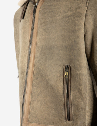 Pilot Shearling Jacka Vintage Grönbeige