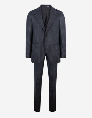 Firenze Kostym Ullflanell Kritstrecksrandig Navy