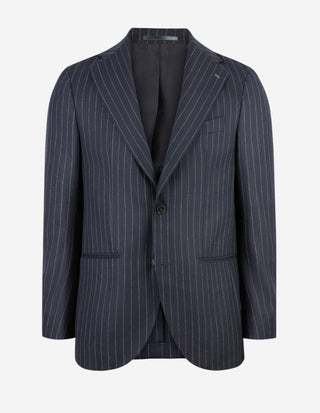 Firenze Kostym Ullflanell Kritstrecksrandig Navy