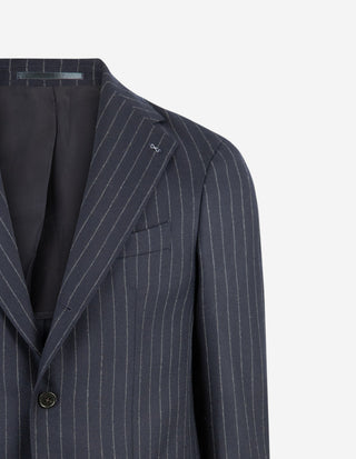 Firenze Kostym Ullflanell Kritstrecksrandig Navy