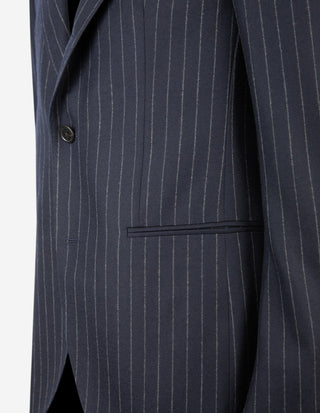 Firenze Kostym Ullflanell Kritstrecksrandig Navy