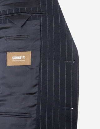 Firenze Kostym Ullflanell Kritstrecksrandig Navy