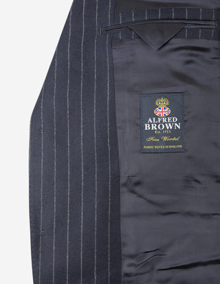 Firenze Kostym Ullflanell Kritstrecksrandig Navy
