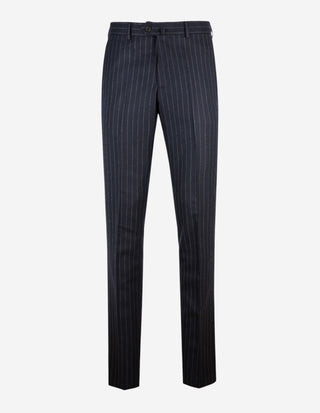Firenze Kostym Ullflanell Kritstrecksrandig Navy
